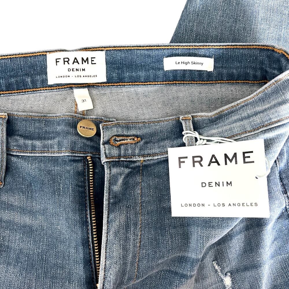 NWT FRAME Le High Skinny Jeans Brummel Wash High Rise Raw Step Hem Size 31 - Picture 3 of 13